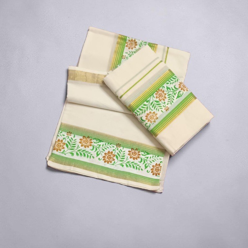 Kerala set mundu floral